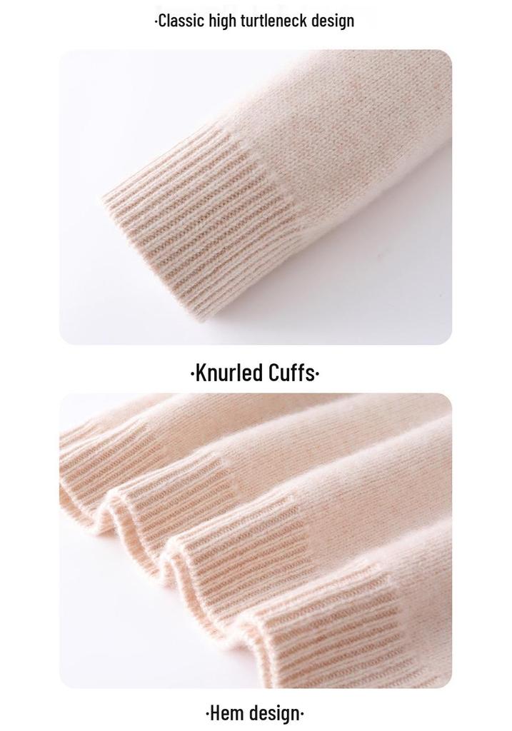 2024 Autumn/Winter Women's High Neck Cashmere Knit Sweater: Warm, Thick Base Layer with Long Sleeves