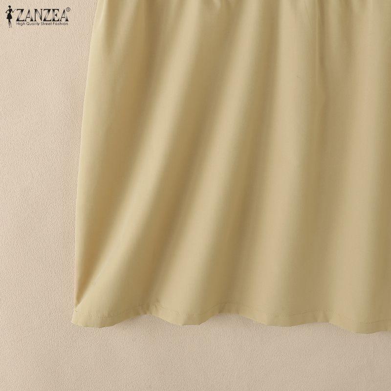 ZANZEA Women Casual Turn Down Collar Summer Short Sleeve Shirt Dress