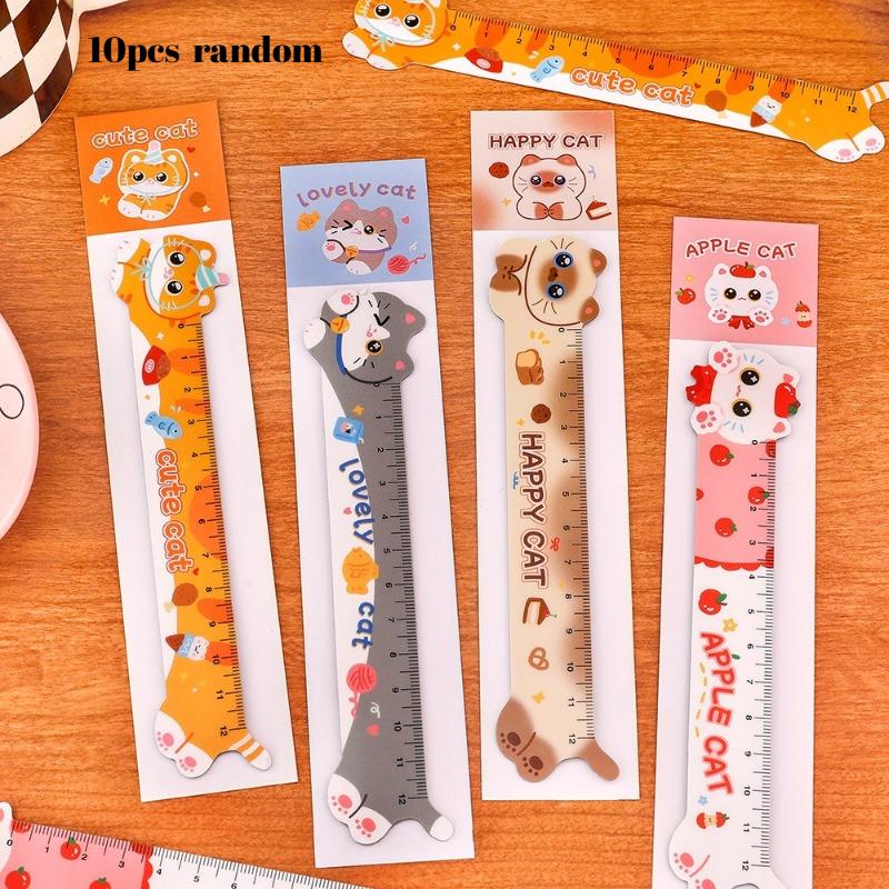 Office School Supplies Cartoon Cat Magnetic Bookmark Ruler Student Cute High Looking Girl Magnetic Kawai Stationery Small Gift