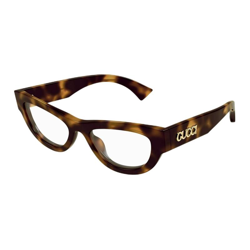 Gucci Temple Logo Design Cat Eye Optical Frame Women's Tortoiseshell