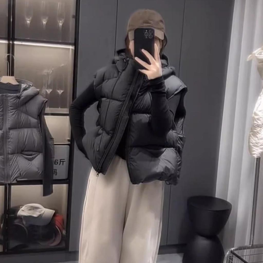 Down cotton vest women's short hooded winter new Korean loose feeling small vest vest jacket