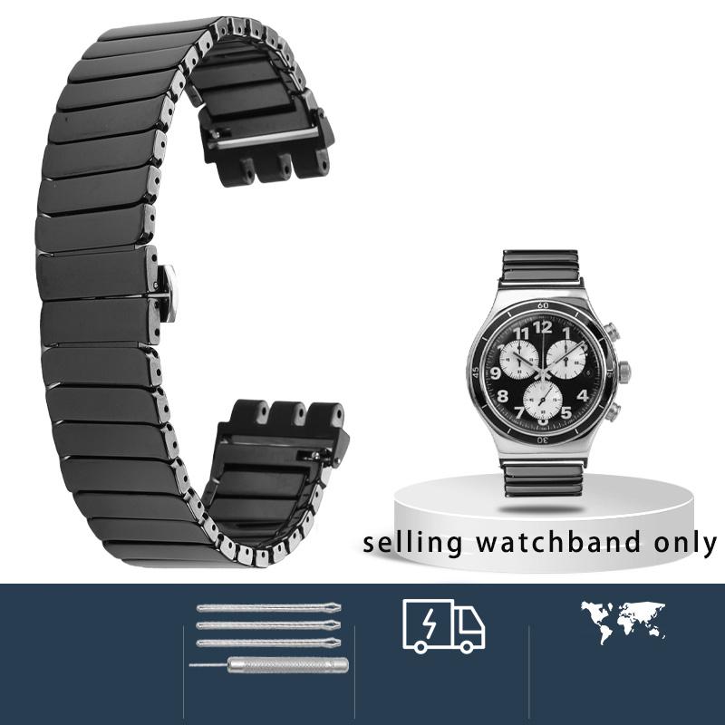 

Подвійний опуклий керамічний браслет для годинника Swatch з трьома циферблатами YVS420 YVS454 451 керамічний ремінець для годинника 21 мм браслет 21mm