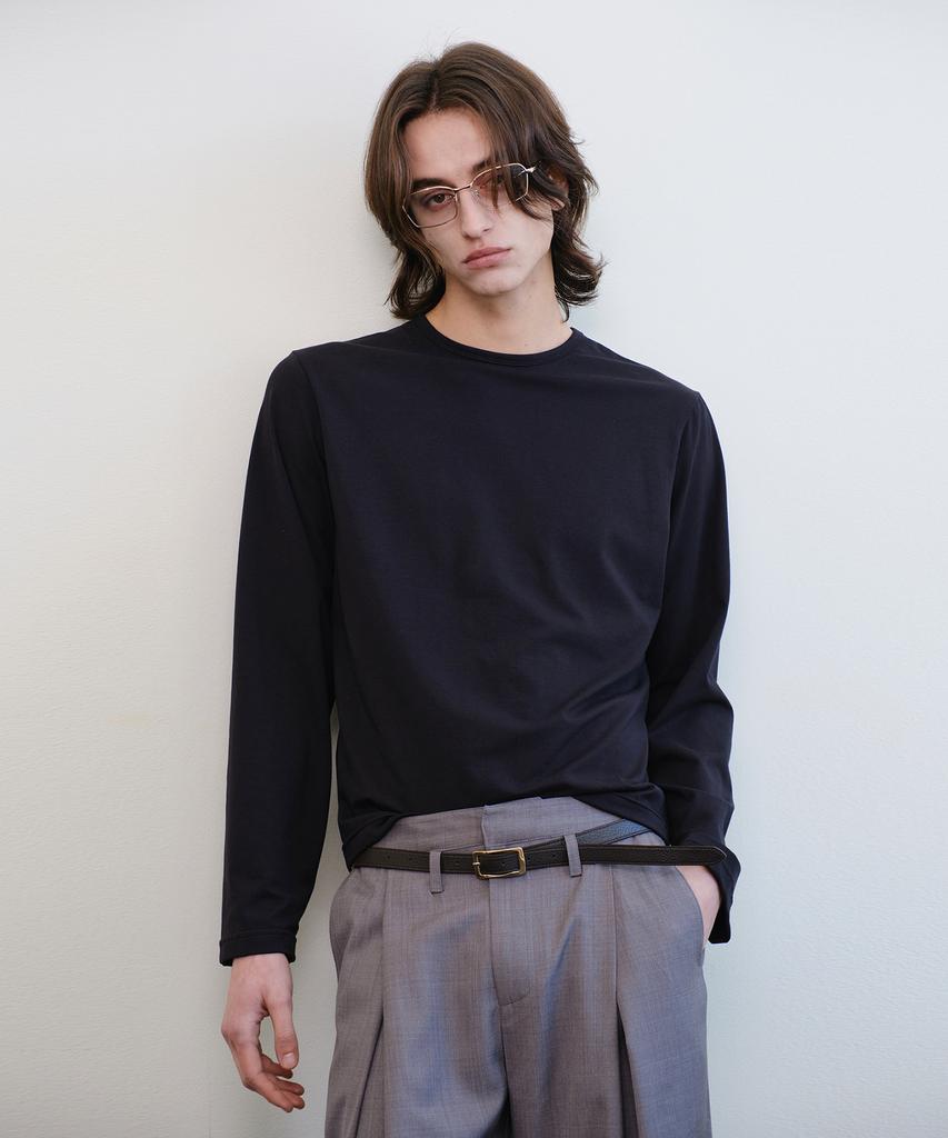 Beleun Regular Fit Cropped Cotton Long Sleeve (Black)