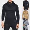 Herrenhemd Einfarbige Rippstrick-Kragen Lässiger Pullover Langarm Unregelmäßiges Frühlingstop für den täglichen Gebrauch