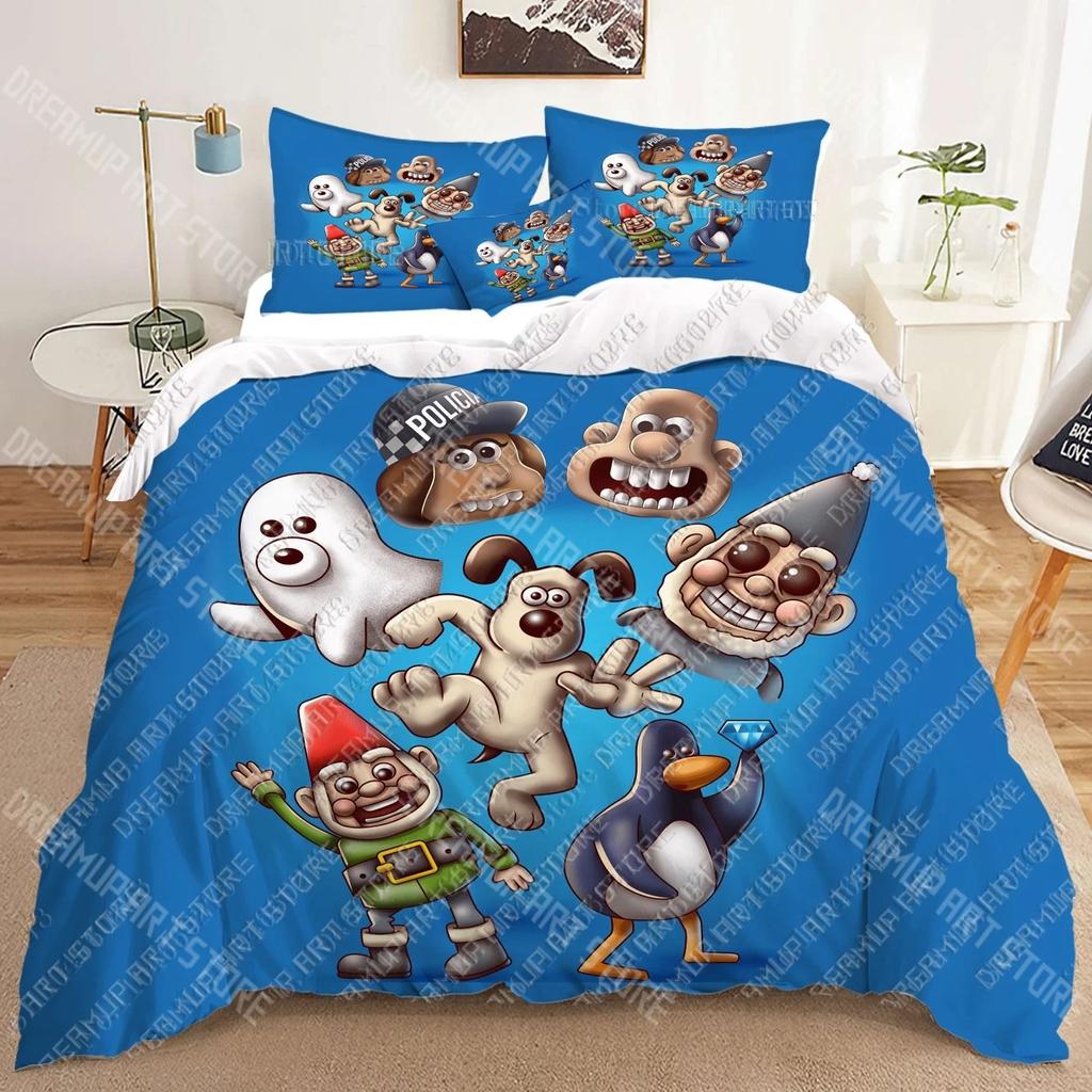 Wallace & Gromit 3D Bettwäsche-Sets bedruckte Bettbezüge für Erwachsene_ Kinderbett Decke Geburtstagsgeschenk Dropshipping