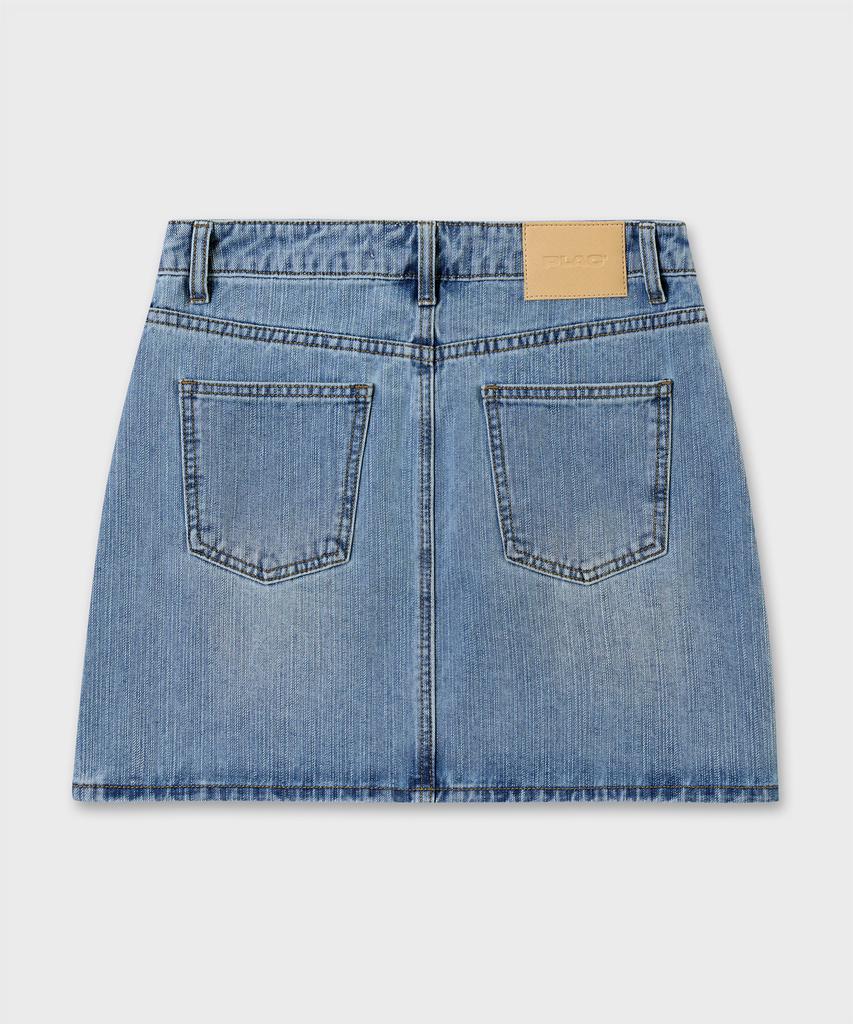 PLAC WOMEN Vintage Washed Denim Mini Skirt Light Blue