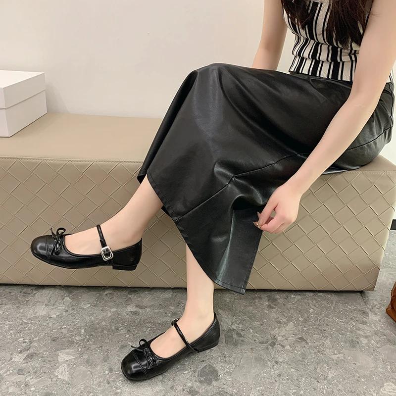 Fashion Women's Shoes 2024 Fashion Buckle Women Flats Spring Square Toe Shallow Solid Solft Sole Casual Comfortable Office Ladies Shoes