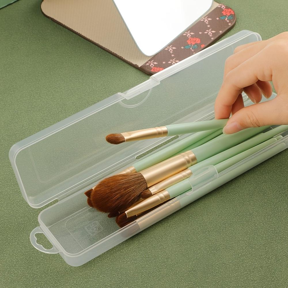 Transparent Flip Portable Storage Box Eyebrow Pencil Toothbrush Storage Box Travel Makeup Brush Storage Container