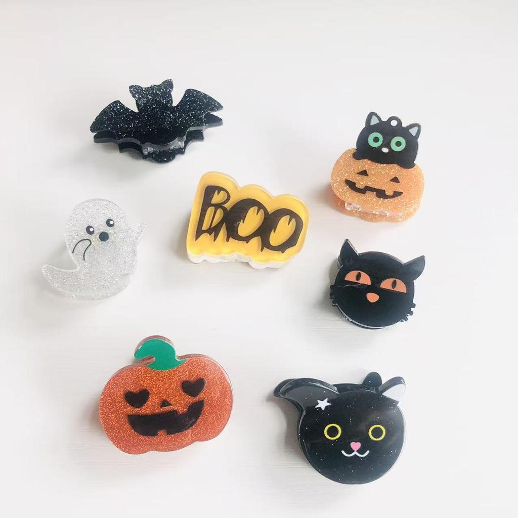 Quirky Halloween Hair Clips: Bat, Pumpkin, Spider, Versatile Ghost & Black Cat Accessories