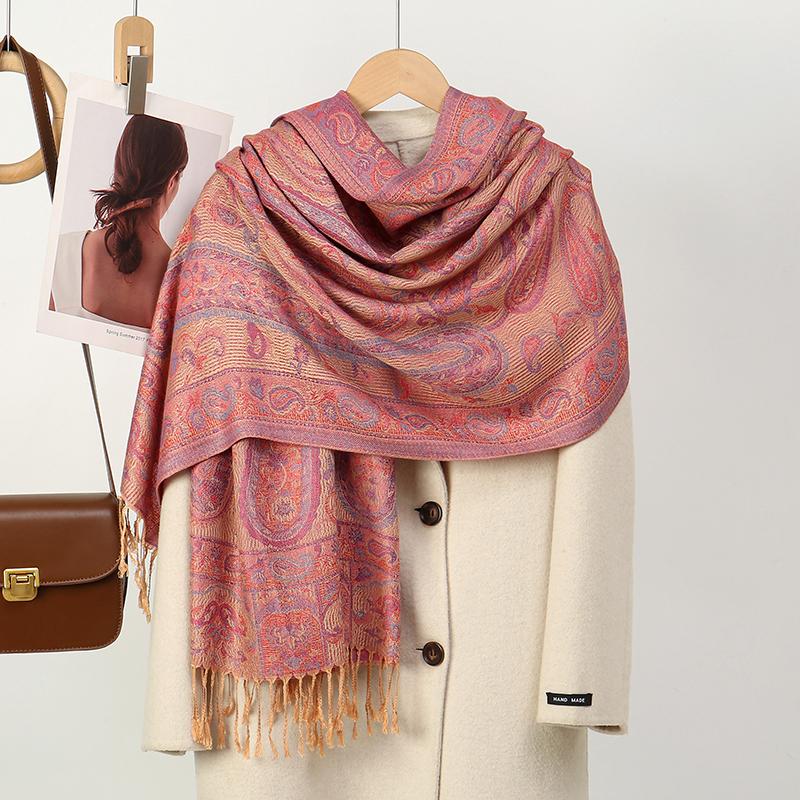 Foulard Paisley Imprime Design Hijabs Pour Femme Cachemire Pashmina Chale Dame Enveloppement Chaud Hiver Foulards Femme