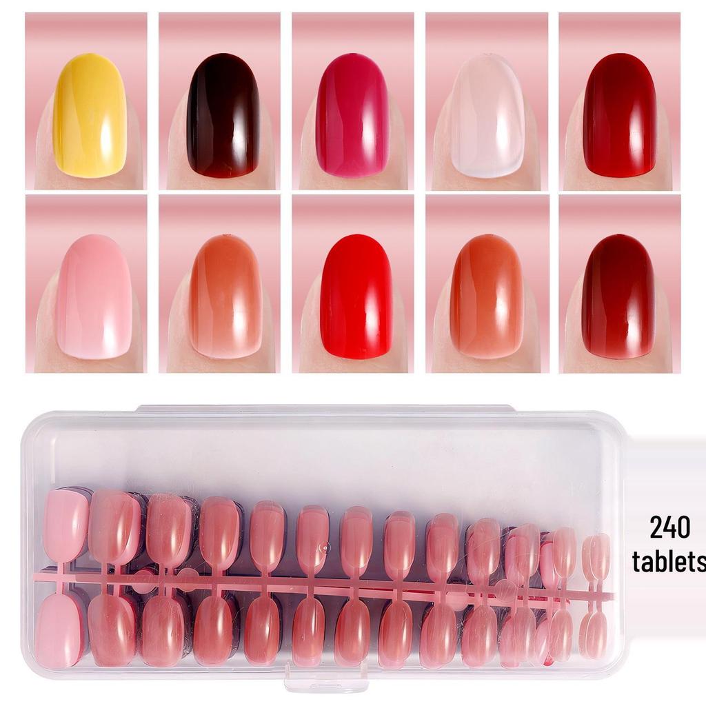 Colored Glitter Nail Art Tips - 240-Piece Set with Various Styles and Multiple Colors, Boxed Fake Fingernail Stickers