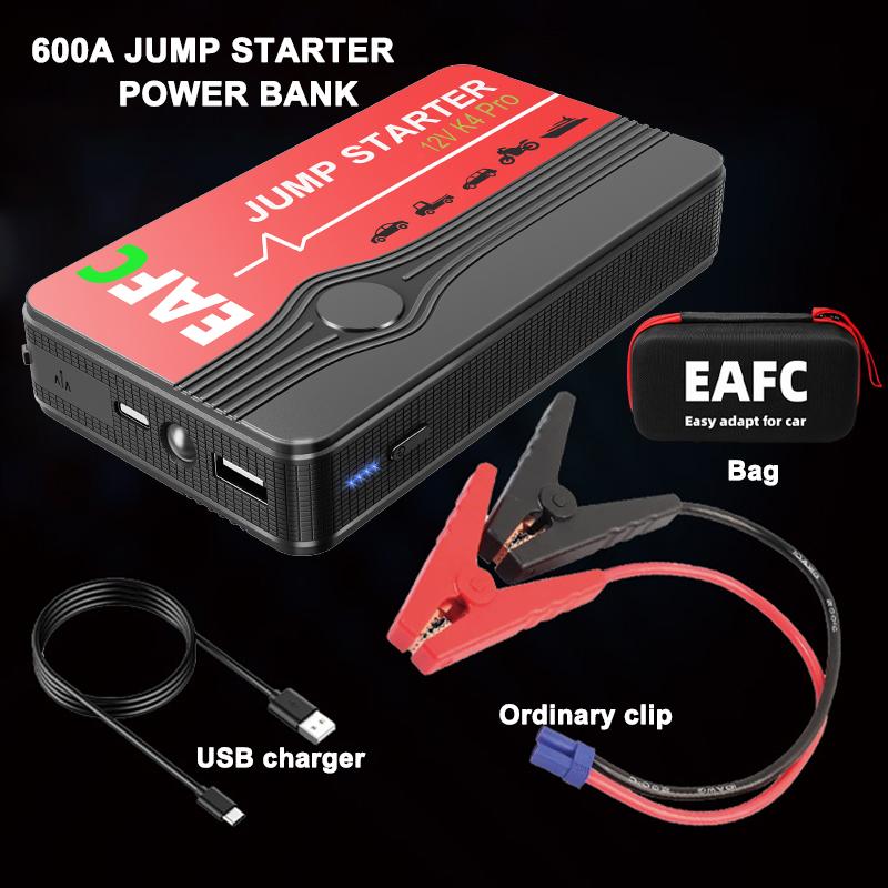 EAFC 2000A/600A Jump Starter Portable Power Bank 12V Car Battery Booster with Dual USB Ports & LED Flashlight Fast Charging