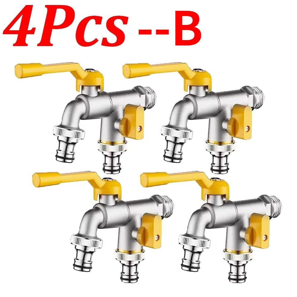 1-4pcs 4/6'' Garden Hose Brass Tap Faucet One Into Two Out 4 Points All Copper Faucet for Outdoor Garden Balcony Hose Connector