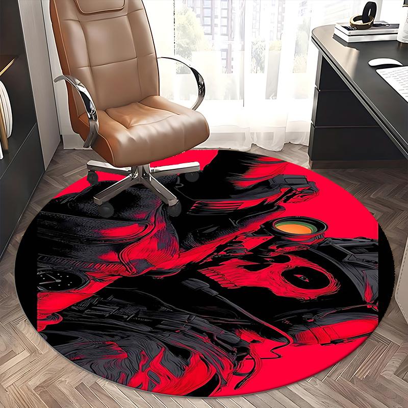 1.Call of Duty: Ghosts Chair mat Round Rug-Office carpet, Machine Washable, Non-slip, Suitable for Living Rooms, Bedrooms