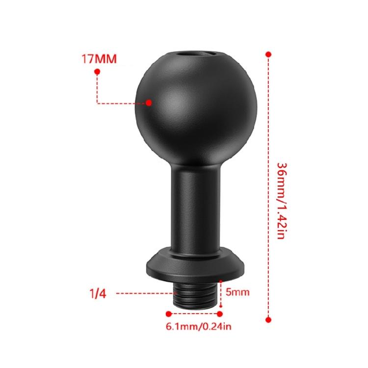 36mm Length Fully Rotating 17mm Ball Joint To 1/4 Screw Attachment Conversion Adapter For Picture Recording Devices