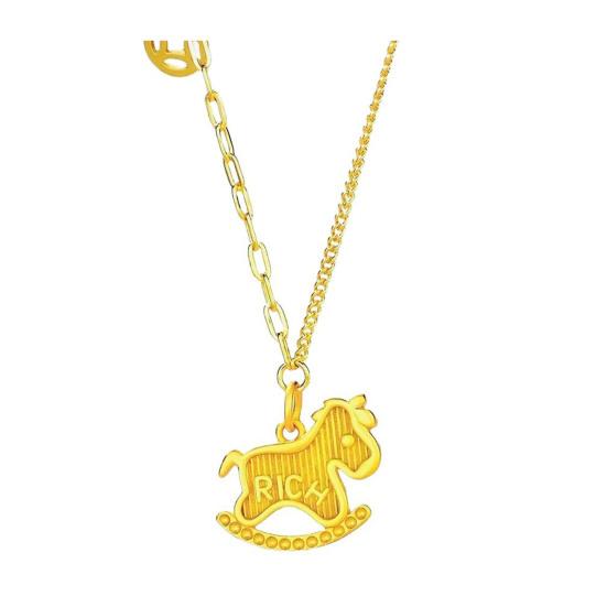 Horse Pendant Necklace Zodiac Animal Cute Horse Charm Necklace Women Chinese New Year Jewelry Birthday Gift for Daughter Her