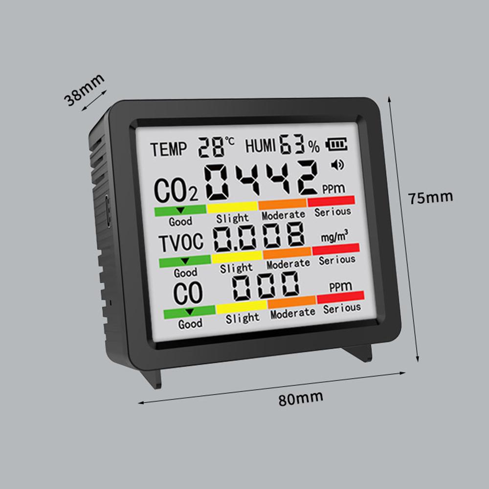 5 in 1 air quality detector Temperature Humidity Gauge Meter Monitor CO2,HCHO,TVOC formaldehyde volatile carbon dioxide tester