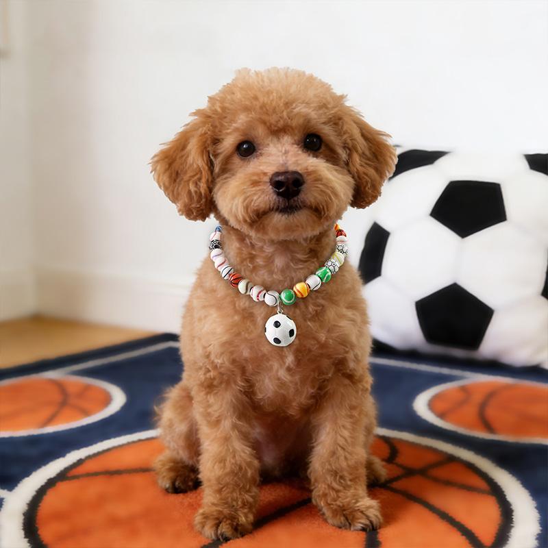 World Cup Theme Pet Necklace for Cat Dog Sports Themed Collar with Football Basketball Pattern Party Festival Decoration Adjustable Pet Accessory