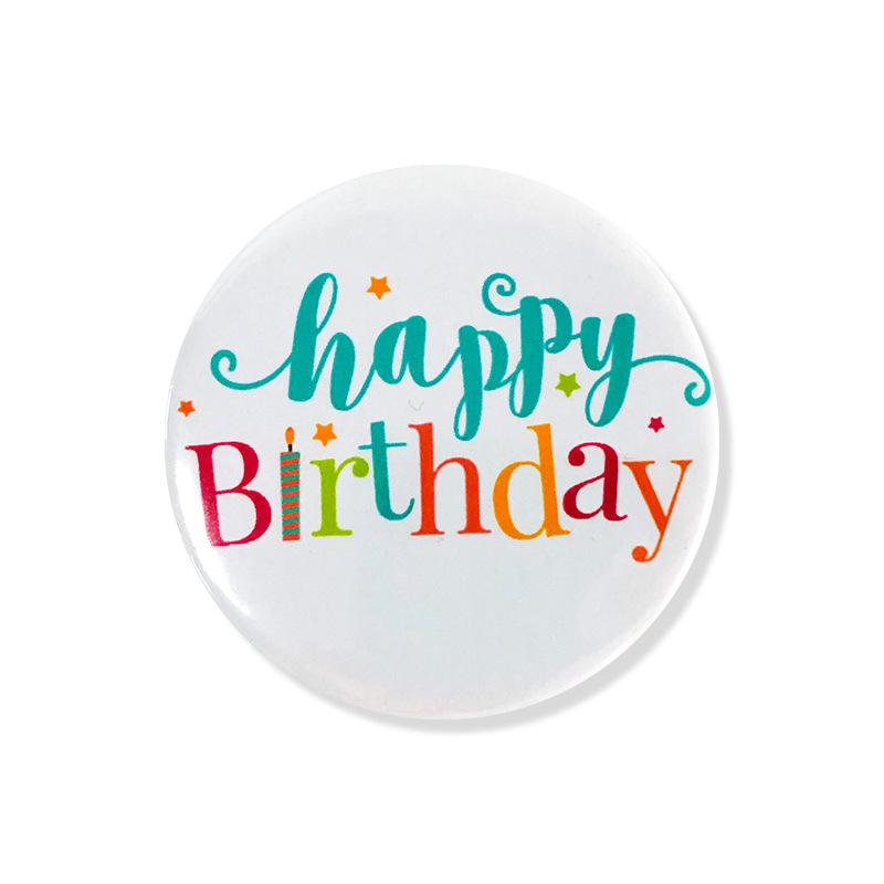 New Happy Birthday Theme Party Badge White Tinplate Handmade Birthday Badge 
