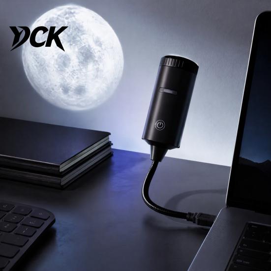 Car Interior Atmosphere Light USB Projector Lamp with 2 Films, Moon & Milky Way LED Projection Romantic Light, 360 Degrees Rotating for Car,