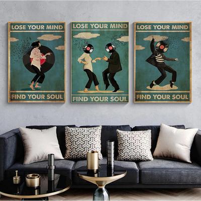 Retro-Metallposter „Lose Your Mind Find Your Soul“, inspirierendes Zitat, Kunstdruck, abstrakter Tanz, Leinwandgemälde, Vintage-Wanddekoration