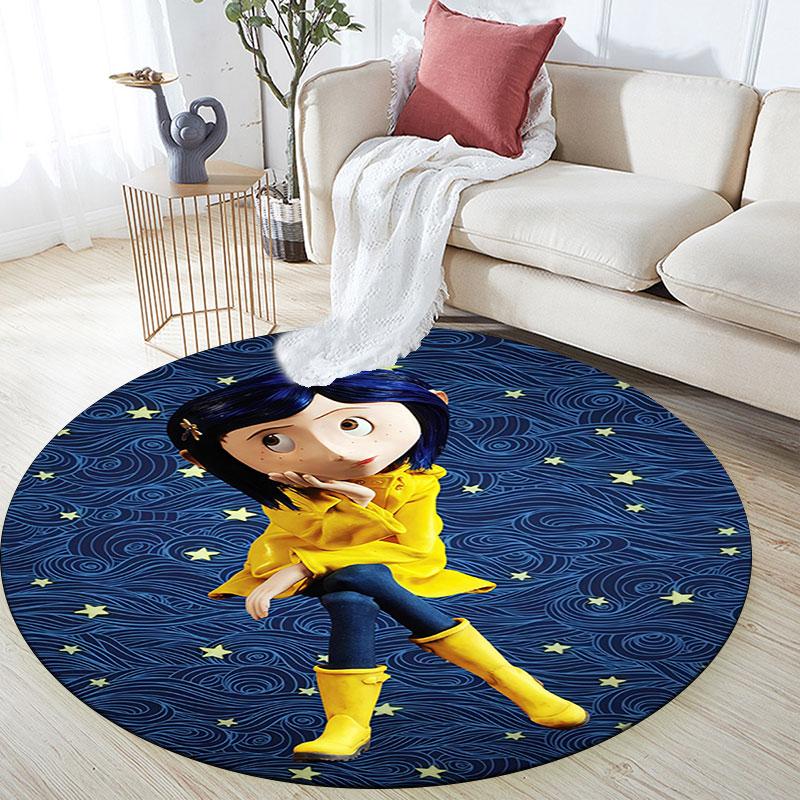 Coraline pattern round rug,Carpet Rug for Living Room Bedroom Playroom ,Non-slip Floor Mat,Holiday Gifts and Birthday Gifts.