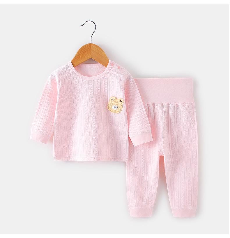 Children's Cotton Underwear Set: Wireless, High-Waisted Tummy Protection Pants, Toddler Autumn/Winter Two-Piece Base Layer.
