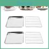 Versatile Stainless Steel Square Baking Tray Set With Cooling Rack For Easy Baking And Roasting