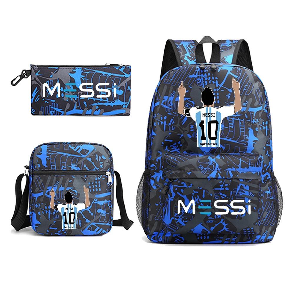 Large Capacity Schoolbag with Shoulder Strap; Student Three-piece Pencil Case Set