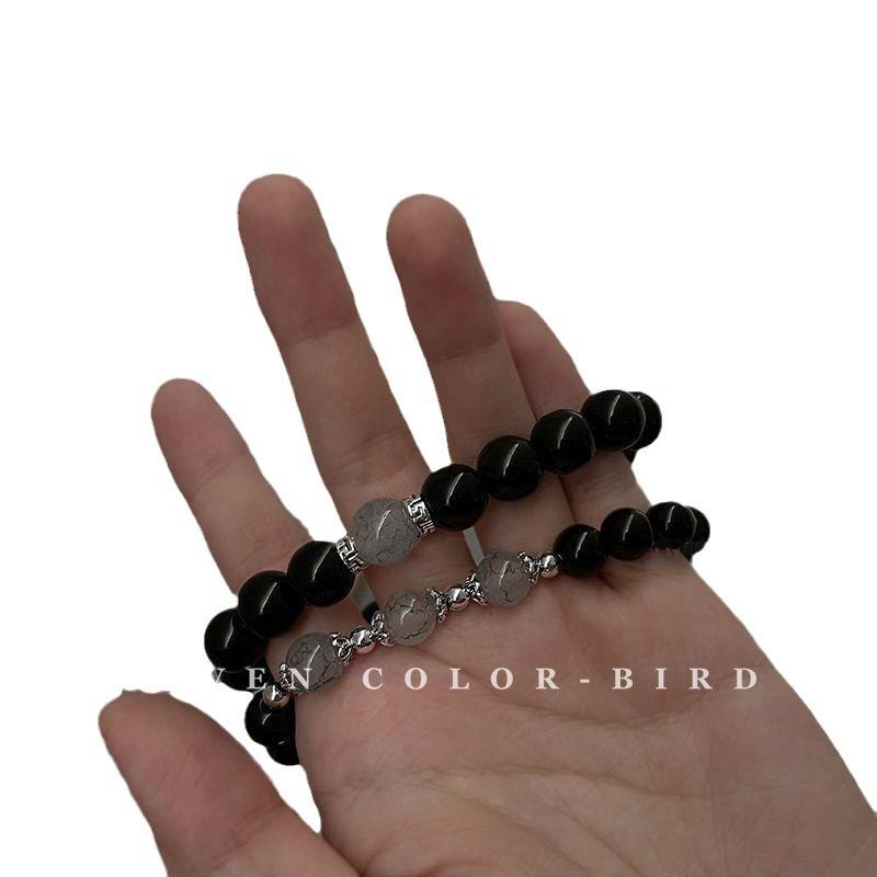 Chinese Valentine's Day Couple Bracelet Retro Style Bead Bracelet Ins Niche Design Simple Best Friend Jewelry Matching