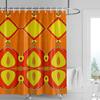 Abstract Symmetrical Shower Curtain-bright Red with Multi-color Geometric Pattern, Modern Bathroom Decoration