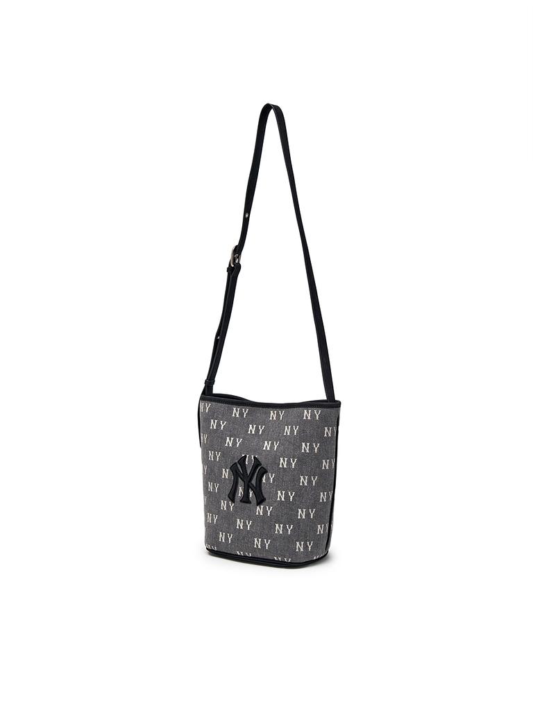 Mlb Classic Monogram Vintage Denim Bucket Bag Ny (Charcoal Grey)