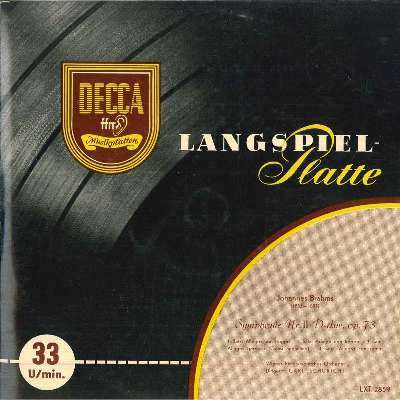 

LP Record CARL SCHURICHT, WIENER PHILHARMONIS - Brahms Symphonie Nr2 D Dur, Op73 LXT2859PROMO DECCA 1953 Germany Classical Used