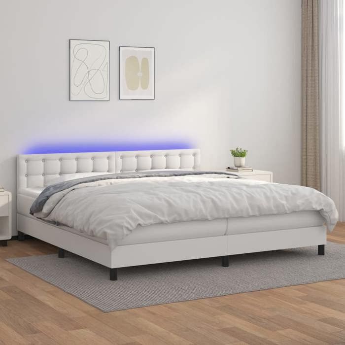 Maison Exclusive - Sommier à lattes de lit avec matelas et LED Blanc 200x200 cm