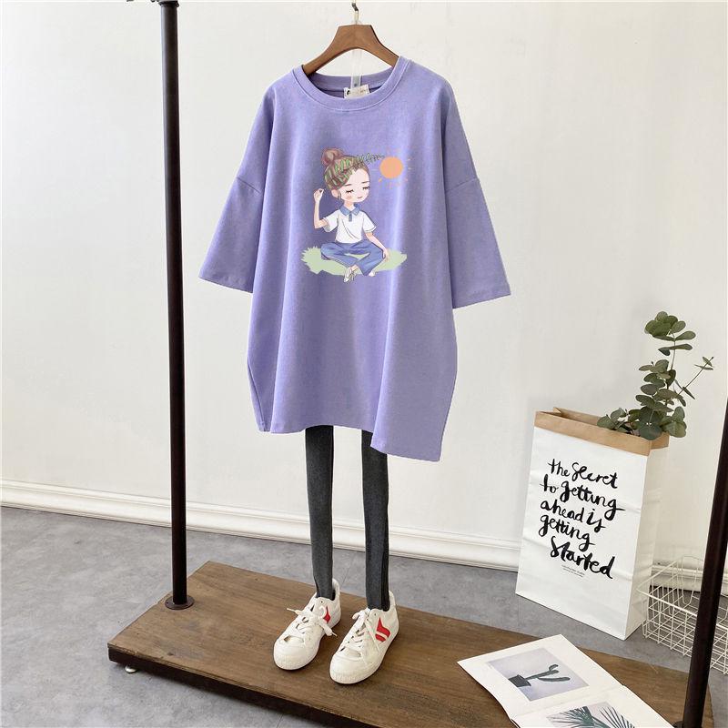 Korean Style Summer 2022 Loose Fit Nursing T-shirt for Pregnant Women - Short Sleeve, Mid-length, Plus Size, Trendy