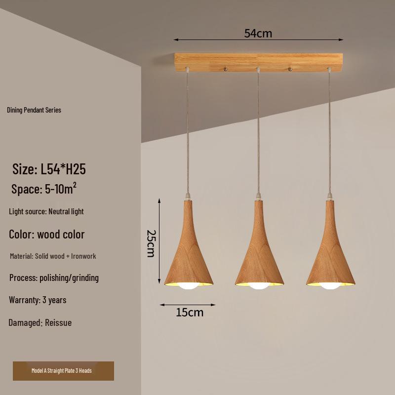 Solid Wood Nordic Japanese Chandelier for Cafe, Bar, Counter, and Homestay
