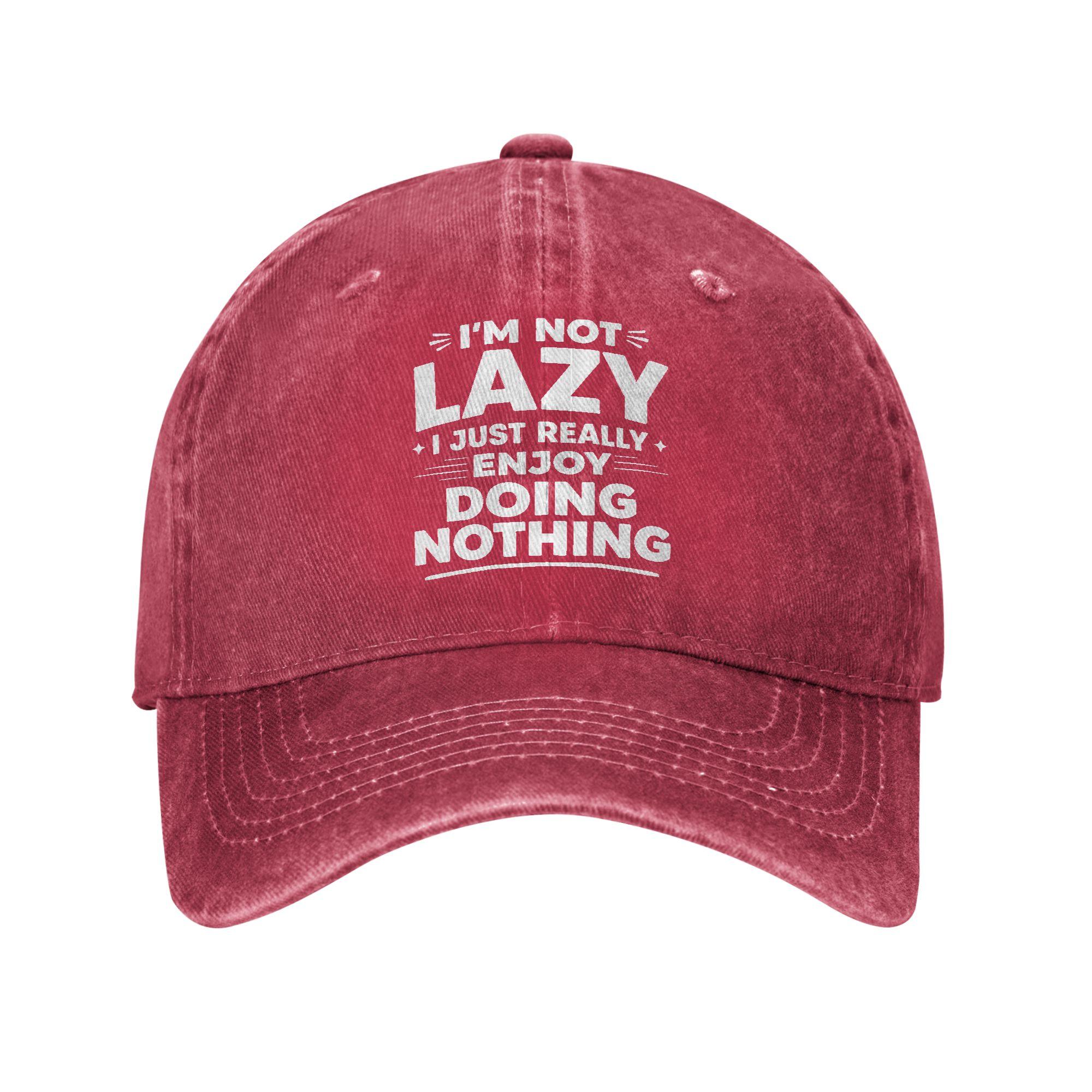 Unisex Im Not Lazy I Just Really Enjoy Doing Nothing Print Hat Casual Distressed Denim  Baseball Cap Adjustable Adjustable