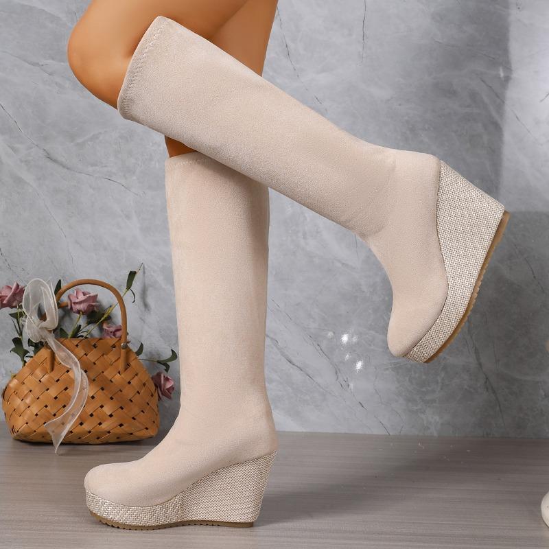 Long Boots Women Autumn Winter Block Heel Platform High Boots Platform Stretch Skinny Boots