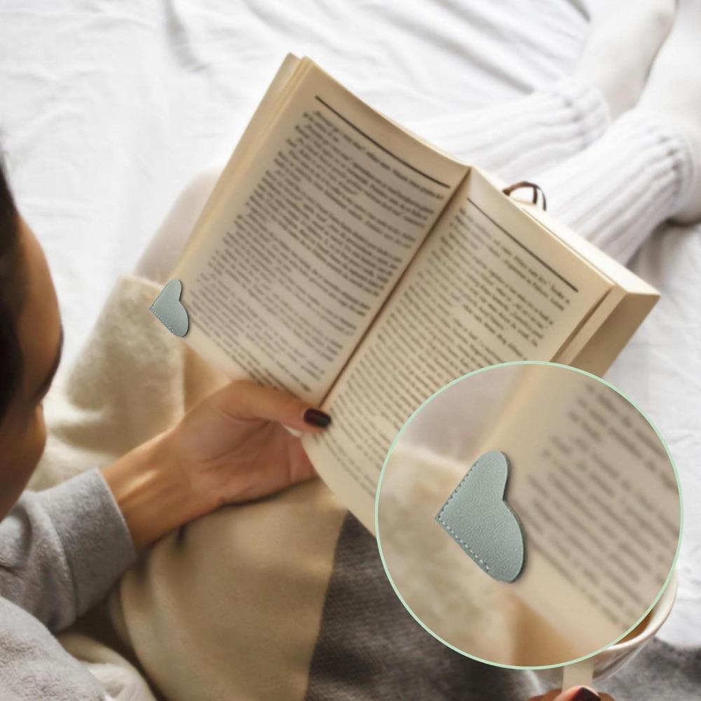 6pcs Leather Heart Bookmarks Cute Corner Bookmark Corner Page Book Accessories for Reading Lovers Book Markers