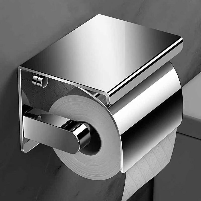 Stainless Steel Wall-Mounted Tissue Holder with Shelf