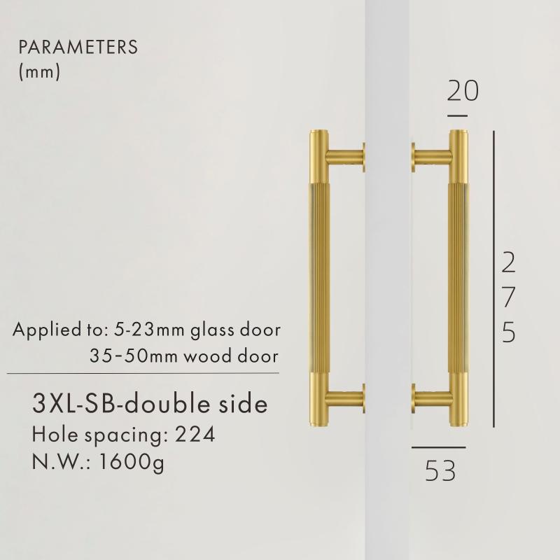 Dooroom Brass Double Single Sided Linear Striped Pull Bar Wood Gate Furniture Handle Door Handle Matt Gold Black Handle