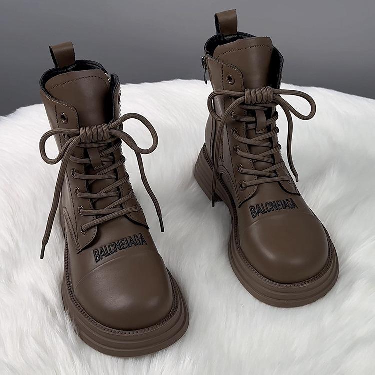 

Женские ботинки Мартина новые осенне-зимние на модной универсальной толстой подошве из бархата теплые одинарные ботильоны 40 темно-коричневого