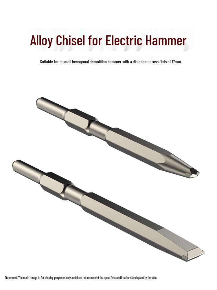 Hexagonal 0810 Jackhammer Chisels: Pointed & Flat Alloy Chisels 17x260mm