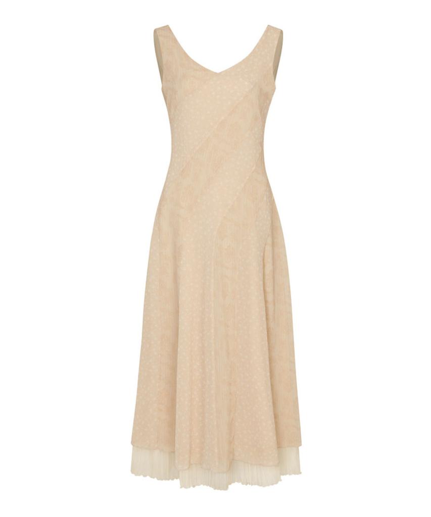 Lulu Seoul Paisley Flower Mix Dress (Beige)