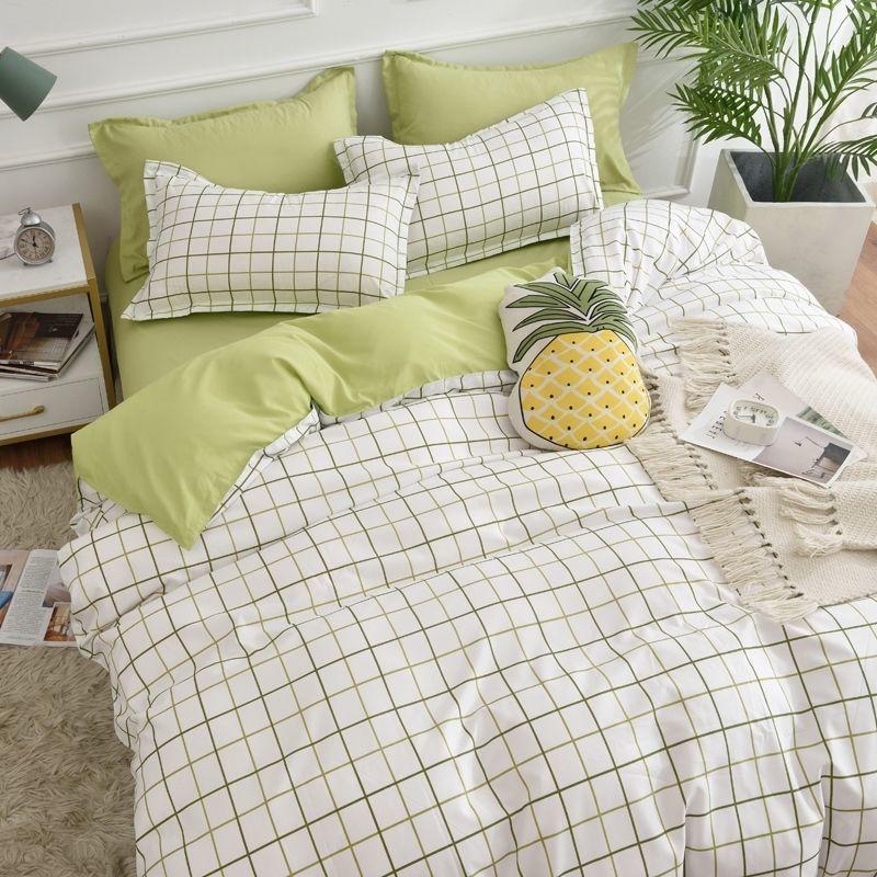 Husă de pilota Față de pernă Husă de pilota Lenjerie de pat imprimată în stil simplu Husă de cearșaf de pat cu flori pentru pat dublu Seturi de zăbrele luxoase și moi