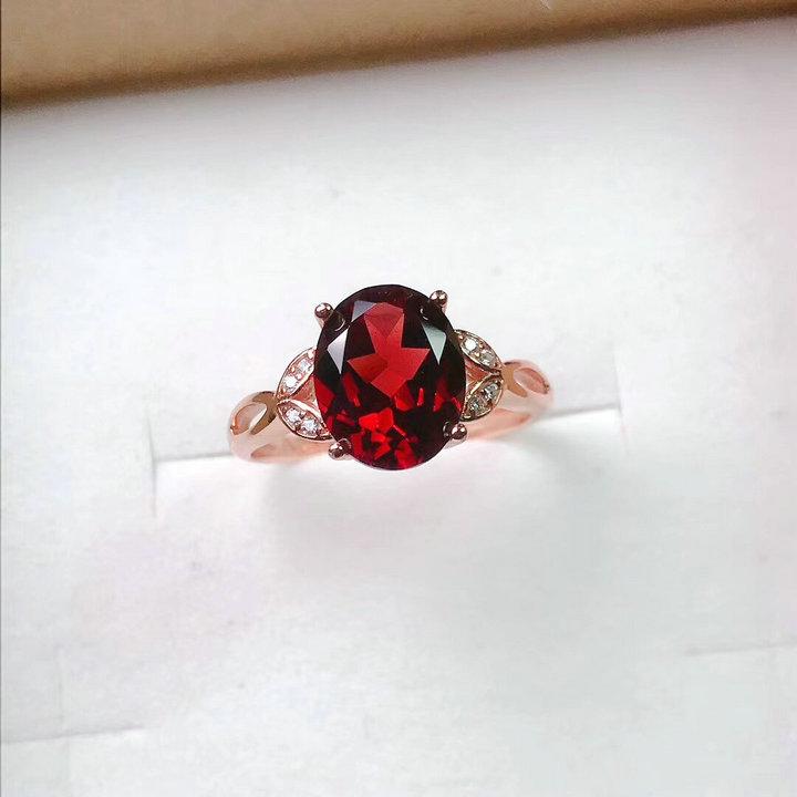 Imitation Natural Garnet Ring, Female Tide Niche Design, Simple Open Ring, Red Gemstone Colored Treasure Jewelry.