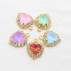 10 Pieces of 15 * 20mm Peach Heart Mocha Rhinestone Pendant, DIY Handmade Pet Necklace Accessories, Clothing, Wedding Decoration