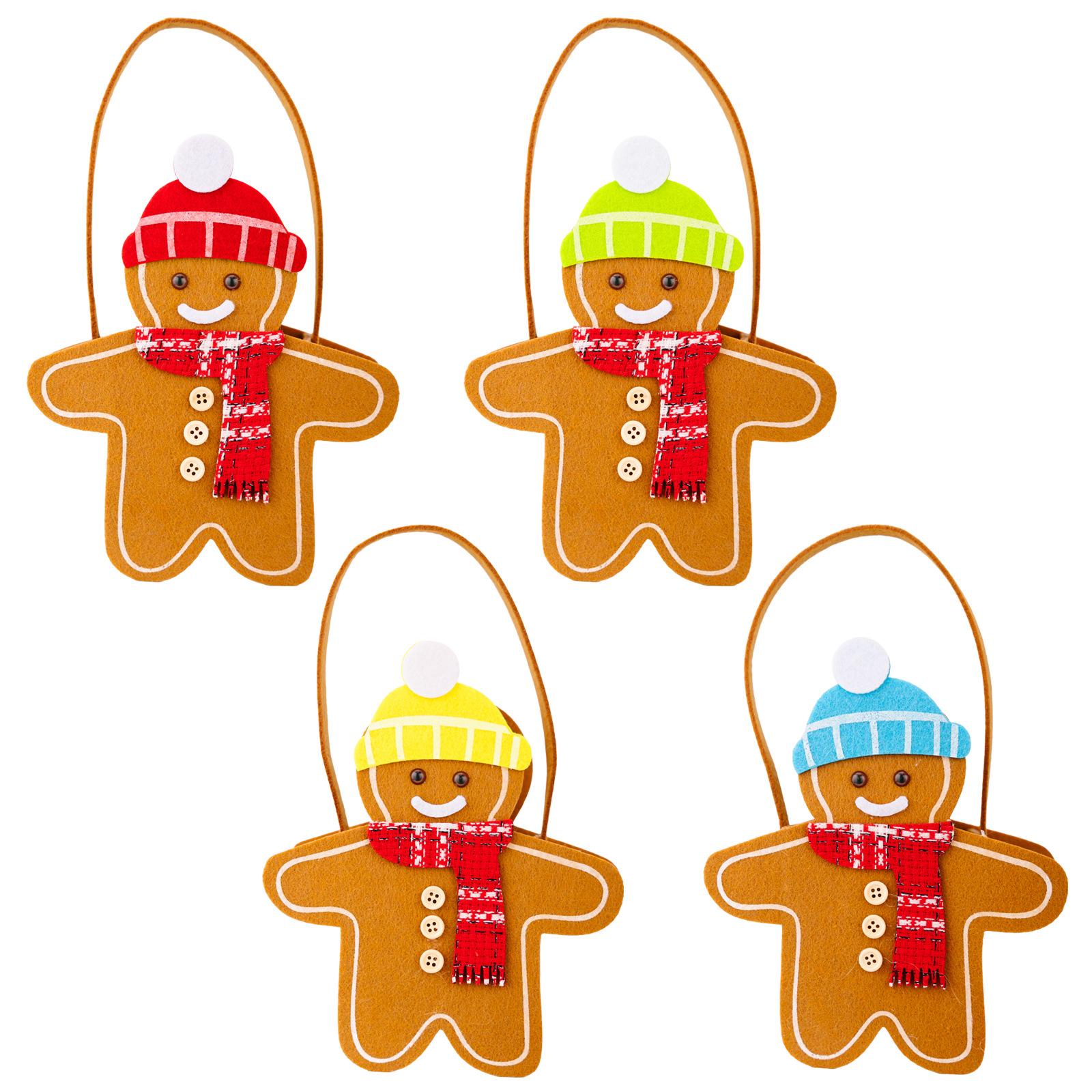 Christmas Gingerbread Man Gift Bag New Year Children s Candy Handbag Christmas Eve Apple Storage Bag Xmas Gift Bag 2025 21.5x17.5cm