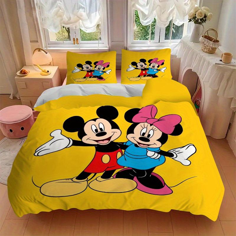 3pcs Mickey Mouse Minnie Mouse Bedding Set Includes Quilt Cover and Pillowcases, Suitable for All Seasons W072