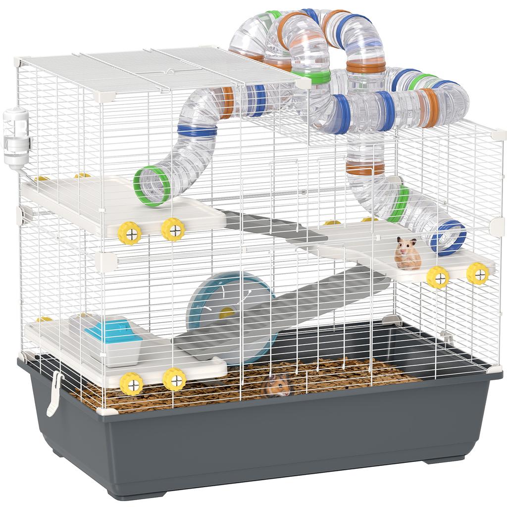 Dwarf Hamster Cage 4 Levels Tunnel System Hut Accessories Top Opening 78 X 45 X 73 Cm Gray
